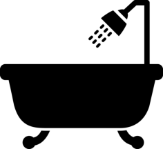 Bathtub With Opened Shower Outline Drawing Svg Vector, Free Vectors File